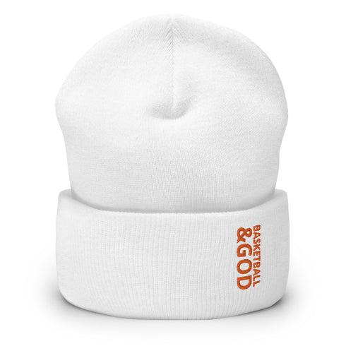 Basketball &God Orange Cuffed Beanie